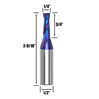 Fraise en bout CNC mèches de routeur UpCut fraise en spirale carbure 2 cannelures nano revêtement HRC60 3/4 longueur 1/2 tige OEM ODM
