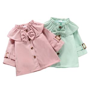 Manteau d'automne pour bébé fille, Trench-Coat 2 couleurs, manches longues, nœud sur le devant, simple boutonnage, vêtements d'extérieur pour enfants - Product Image 1