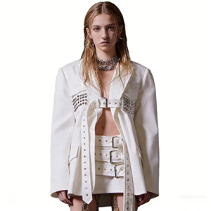 <span class=keywords><strong>Blazer</strong></span> Largo Holgado con Cinturón para Mujer, Estilo Nuevo Primavera 2026, Simple y Elegante, Decorado con Remaches Blancos, a la Moda - Product Image 2