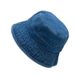 Denim Bucket Hat Unisex Cotton Sun Protection Outdoor Casual Summer Hat Light Blue Dark Blue Black - Product Image 4