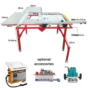 高品質木工機械木材切断手動スライディングテーブルソー傾斜とリフティング