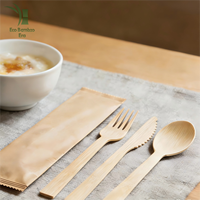 Ensemble de couverts en bambou compostable de qualité alimentaire, couteau, fourchette, cuillère, pour restaurant à thème écologique, boîte à emporter, soupe, dessert