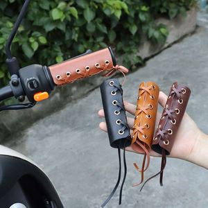 1 Paire de Couvre-poignées de Guidon de Moto en Cuir PU, Style Vintage avec Lacets, Protections Antidérapantes pour Guidons de Vélo - Product Image 2