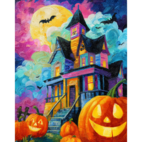 CHENISTORY Peinture par numéros DIY, thème Halloween : Citrouille et Château, pour adultes, cadeau DIY