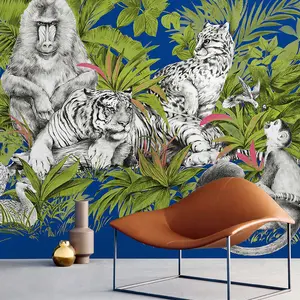 现代动植物墙布电视沙发卧室壁画背景墙布
