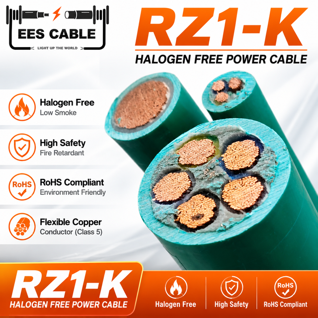 450/750V RZ1-K CU/XLPE/LSZH Flexible Rubber Power Cable 1X10 1X25 2X16 3X50MM2 Industrial Use for Europe TOXFREE Halogen Free