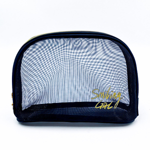 Túi đựng đồ trang điểm lưới OEM, bền, màu đen, dùng để đựng đồ vệ sinh cá nhân khi đi du lịch, có khóa kéo, có thể dùng làm hộp đựng bút - Product Image 4