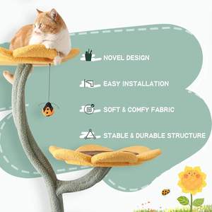 Meilleures ventes : Arbre à chat moderne en bois, multi-niveaux, sécurisé, avec plateforme de saut et meubles intégrés - Product Image 3