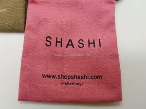 <b>Small</b> Gold Printing <b>Drawstring</b> <b>Bag</b> Recycled Cotton Linen Dyed for Gift Use with Screen Printing Surface - Product Image 5