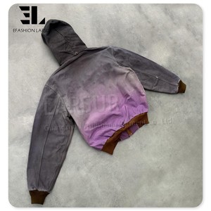 Larsur Tùy Chỉnh Nhà Máy Gradient Dye Làm Việc Áo Khoác Với Mui Xe Dây Kéo lên Đau Khổ Boxy Công Nhân Làm Việc Máy Bay Ném Bom Vịt Vải Áo Người Đàn Ông - Product Image 3