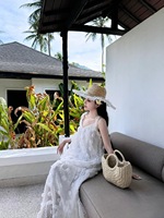 INS nouvelle lune à main bandoulière paille seau rond polyvalent sac pour femme Simple bord de mer vacances Style sac de plage
