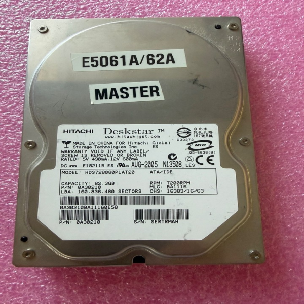 Plc E5061a/62a Hard Drive Hdd 82.3 Ide Hds728080plat20 for Warranty Product