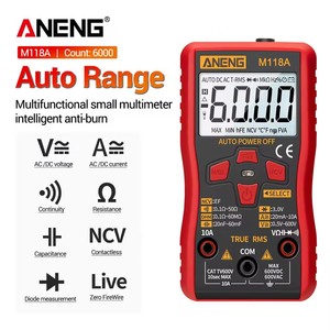 Multimètre numérique automatique miniature M118A True RMS avec fonction lampe torche et détection de tension sans contact (NCV) - Capte jusqu'à 6000 valeurs - Product Image 3