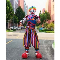 Accessoires de fête, costume de robot clown lumineux sur échasses, combinaison de robot LED rechargeable pour Halloween, spectacle de bar