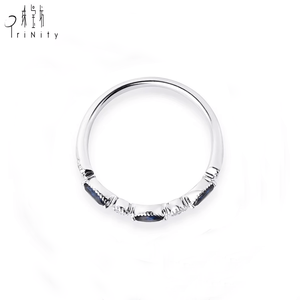 Bagues de mariage élégantes en or blanc massif 18 carats avec saphir, de qualité exceptionnelle, style classique, bijoux fins pour femmes, cadeau de fiançailles - Product Image 3