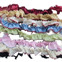 En gros, Garniture de couture extensible en coton, froncée, à volants, à bords festonnés, multicolore, pour vêtements de bébé