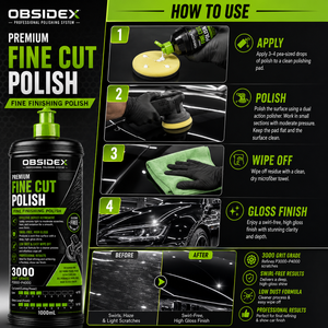 OBSIDEX 3 in 1 Heavy Medium Fine Cut Polish 3 x 1000ml Professional Car <b>Paint</b> Correction <b>Set</b> - Product Image 6