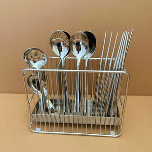 Contenitore porta bacchette in acciaio inossidabile 304, gabbia a montaggio rapido a parete, cestello, vassoio porta utensili da cucina - Product Image 2