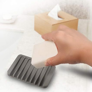 <strong>Song</strong> <strong>Da</strong> Soap Dish Tray Rectangle Plastic Self Drain Countertop Storage Black Gray White - Product Image 1