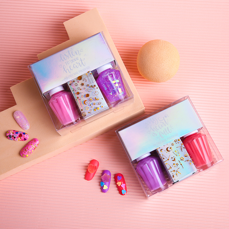 Набор гель-лаков для ногтей без УФ-лучей для девочек, Набор лаков для ногтей на основе полива для детей