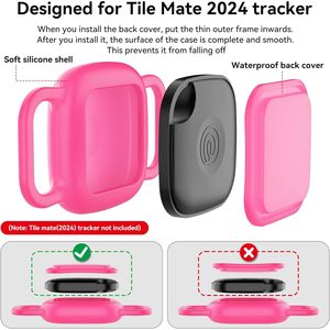 Soporte Impermeable para Collar de Perro Compatible con Life360 Tile Mate Tracker, Paquete de 2 Fundas de Silicona Duraderas, Color Rosa Neón, Accesorio Antipérdida - Product Image 6