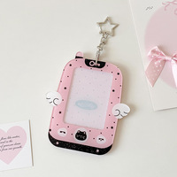 Porte-cartes Kpop en acrylique de 3 pouces, style Ins, avec motif ailes de dessin animé, forme de téléphone, étoile évidée, petit format Guka, avec porte-clés