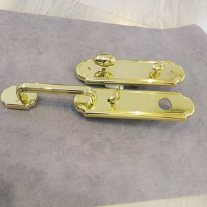 [Entièrement en laiton] Poignée de porte en bois massif de haute qualité, ensemble de serrures de luxe en cuivre massif pour entrée de villa à double porte - Product Image 4