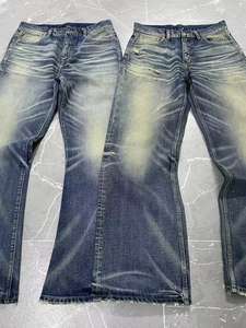 カスタムメンズストリートウェアオレンジカーペンタークロス刺繍フレアパンツ男性用ジーンズを苦しめます - Product Image 6