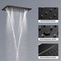 Ensemble de robinet de douche de plafond noir mat multi-fonction salle de bain luminaires de douche thermostatiques de luxe modernes