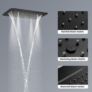 Ensemble de robinet de <span class=keywords><strong>douche</strong></span> de plafond noir mat multi-fonction salle de bain luminaires de <span class=keywords><strong>douche</strong></span> thermostatiques de luxe modernes - Product Image 4