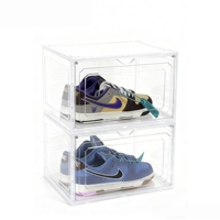 Boîte de rangement pour chaussures en plastique avec fermeture magnétique pliable et empilable, protection UV, capacité de 18 L