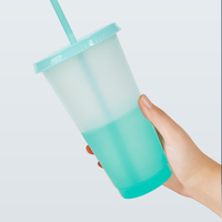 Gobelets en plastique écologiques personnalisables de 24 oz, réutilisables, modernes, pour fêtes, à changement de couleur à l'eau froide, avec couvercle et paille