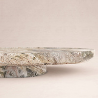 Table basse en marbre de breccia naturel, dalle ovale épaisse, sur piétement unique, pour salon, maison de rêve