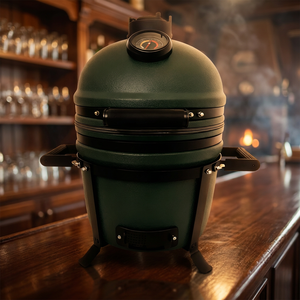 Parrilla Kamado de Carbón Vegetal Auplex de Cerámica Esmaltada Verde Brillante de 15 Pulgadas, Altura Ajustable, Acero Inoxidable, <span class=keywords><strong>Sin</strong></span> <span class=keywords><strong>Humo</strong></span>, Compacta para Exteriores - Product Image 1