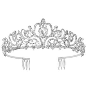 Diadema <span class=keywords><strong>de</strong></span> Tiara <span class=keywords><strong>de</strong></span> Cristal Plateado, Corona Elegante <span class=keywords><strong>de</strong></span> Princesa con Peines para Decoraciones <span class=keywords><strong>de</strong></span> Despedida <span class=keywords><strong>de</strong></span> Soltera - Product Image 3