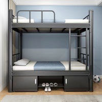 Lit superposé en métal robuste au design moderne pour chambre et école, avec barrière de sécurité et échelle