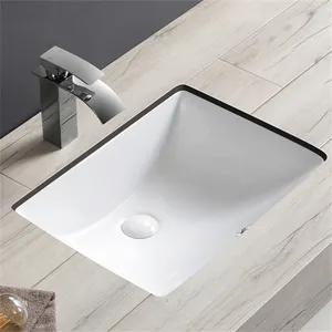 Rectangular Under Counter Porcelain Hand Wash Basin Public Lavatory White Undermount Sinks Ceramic Face Washbasins For Bathroom