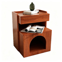 Table de chevet 2-en-1 en bois pour chat avec tiroir de rangement, idéale pour chambre à coucher et petits espaces