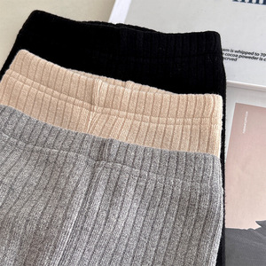 Girls Leggings Fleece Lined Thickened Warm Winter Pants Solid Color Knitted Cotton Childrens Pants - Product Image 3