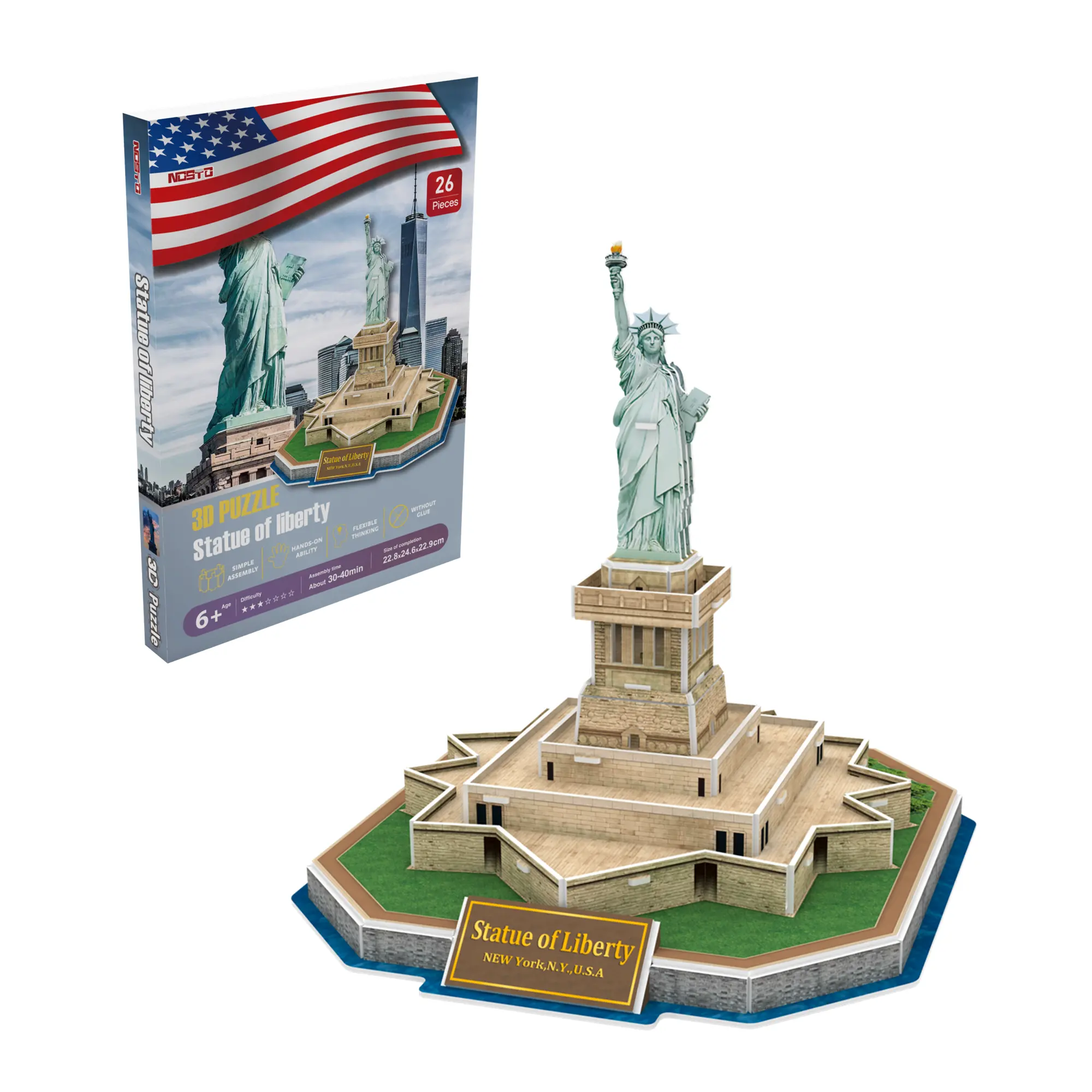 Patung Puzzle 3D Mainan Edukasi Kebebasan, Permainan untuk Anak-anak Arsitektur Terkenal Di Dunia