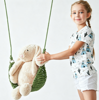 Fauteuil suspendu en maille plastique Ropecube Crochet Leaf - Hauteur réglable - Pour enfants - Crèche et usage domestique