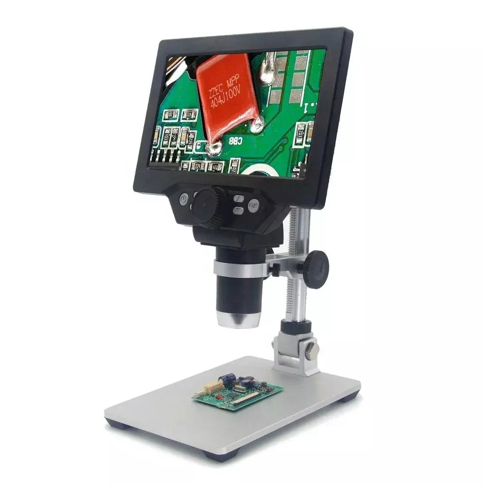 Mikroskop Digital Elektronik G1200, Alat Pembesar Amplifikasi Berlanjut, 12MP 7 Inci Dasar Besar Layar LCD 1-1200X