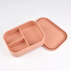 กล่องอาหารกลางวันทรงสี่เหลี่ยมทำจากซิลิโคนเกรดอาหารกล่องเข้าไมโครเวฟแบบพกพาสำหรับนักเรียนออฟฟิศของขวัญสดใหม่ - Product Image 1