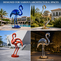 Sculpture de flamant rose personnalisée en acier inoxydable, artisanat métallique grandeur nature, poli miroir, grande décoration extérieure durable pour hôtel et place publique