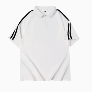 Polo de Algodón Blanco de Manga Corta para Hombre, Color Sólido, Estilo Casual, Tejido Transpirable, Corte Regular - Product Image 3