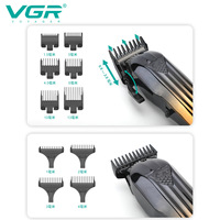 Tondeuse à cheveux VGR 644 en acier inoxydable avec batterie au lithium intégrée, double fonction de charge, autonomie de 6 heures pour salon et usage domestique