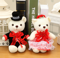 2 pièces/lot, ours en peluche pour couple en vrac, jouets en peluche mignons pour les amoureux, ours en peluche pour mariage