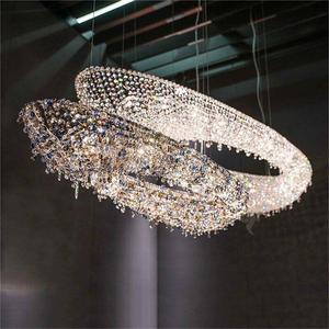 Lámpara Colgante de Cristal Cromado Ovalada Personalizada para Hotel, Decoración Moderna de Lujo para Sala de Estar, Vestíbulo, Modelo HM-XG-060P - Product Image 1