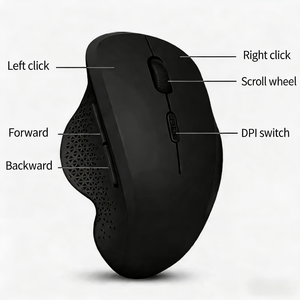 Ergonomic 6D Optical Wireless <b>Mouse</b> with USB Interface for Home Office use - Product Image 2