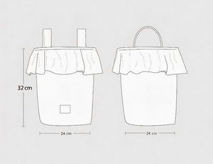 Sac de rangement de voyage en coton mini, très populaire, à carreaux et rayures, avec volants, pour poussette, chariot, panier ou sac fourre-tout - Product Image 2